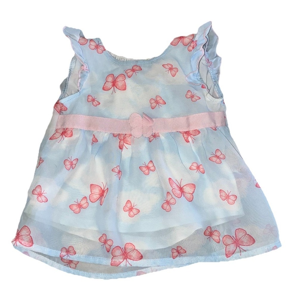 Healthtex Dress Baby Girls 3 -6 Months Blue Pink Butterflies Bow Vintage*spot